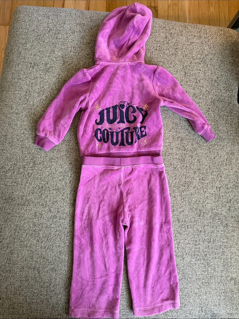 Juicy Couture Pink Girls Velour Hoodie & Pants Matching Set